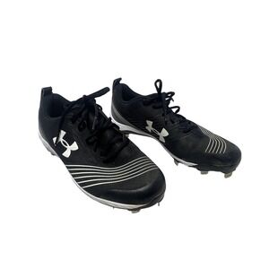 Under Armour Charged Baseball Cleats Shoes Womens Sz 10 Black‎ Metal 1297335-007